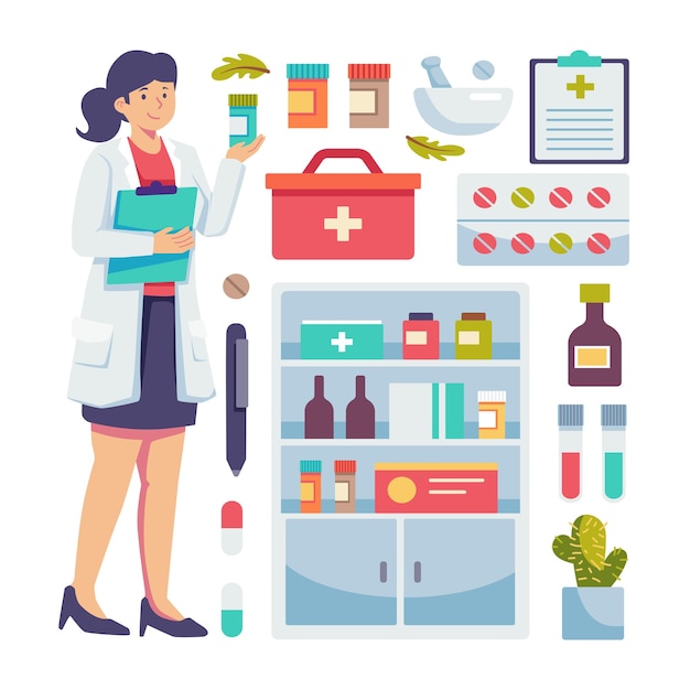 医生药剂师元素药瓶急救包