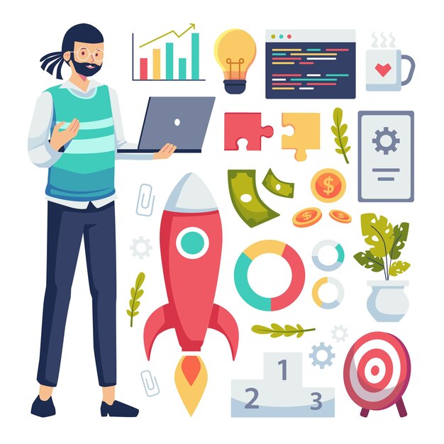 科学家工程师元素灵感火箭靶子程序