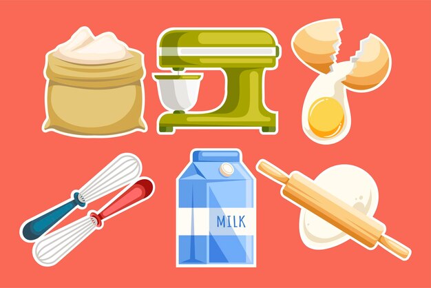 面包店元素牛奶鸡蛋面粉