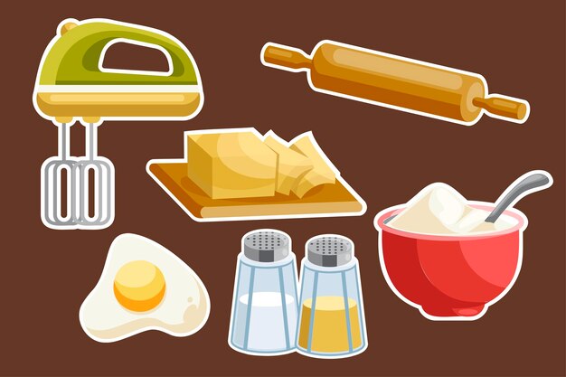 面包店元素搅拌器擀面杖