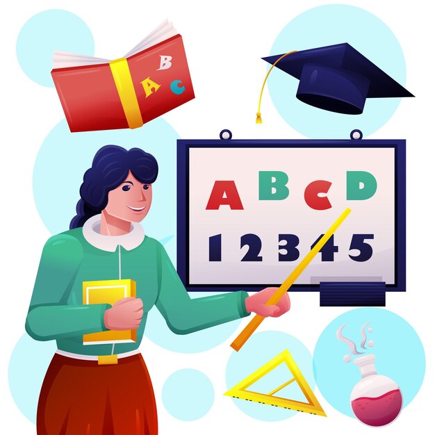 女老师教学尺学士帽