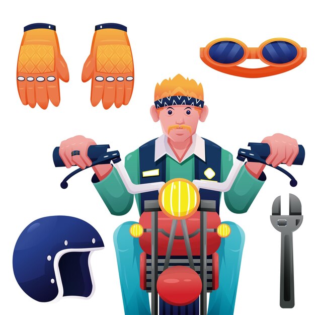 摩托车骑手头盔风镜手套