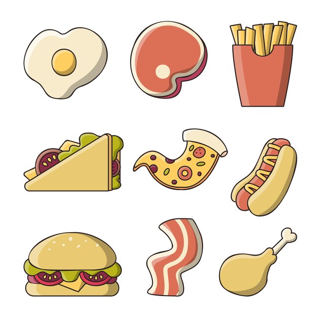 鸡蛋肉三明治培根热狗薯条