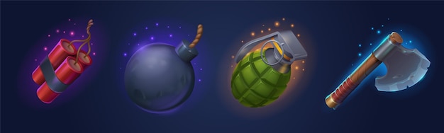 炸药手榴弹炮弹斧子游戏道具图标