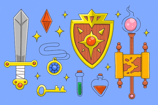 游戏装备剑盾牌地图药水