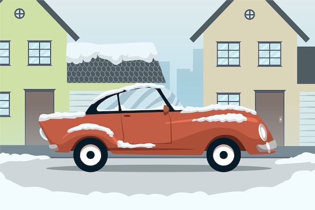 冬天被雪盖住的汽车