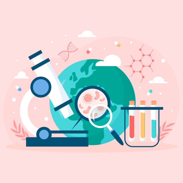 医学医疗科研病毒研究插画