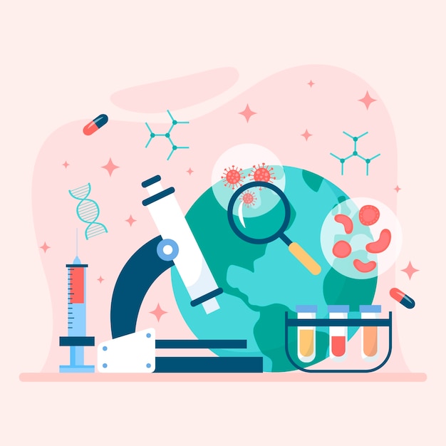 医学医疗科研病毒研究插画