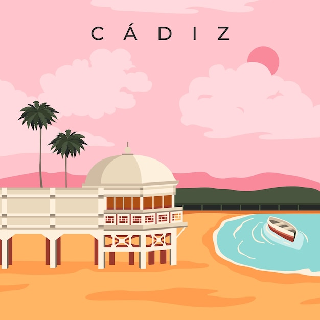 手绘西班牙旅游插画