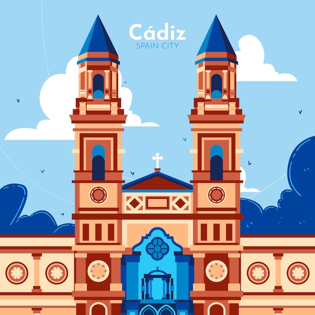 手绘西班牙旅游插画矢量图素材