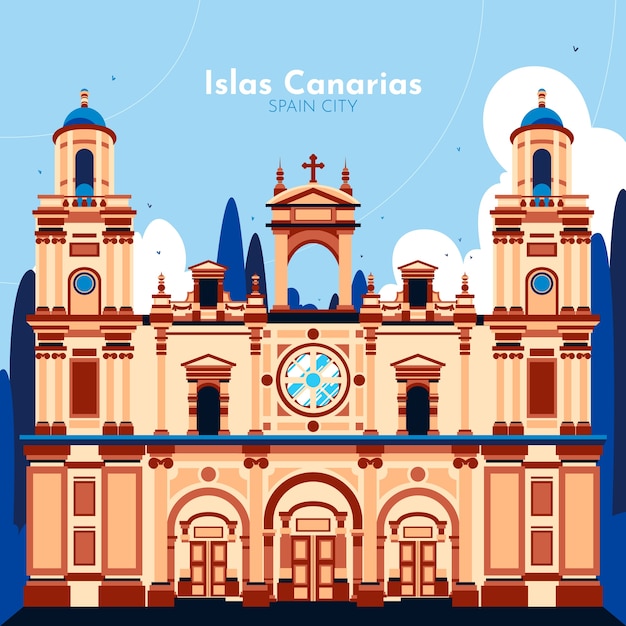 手绘西班牙旅游插画