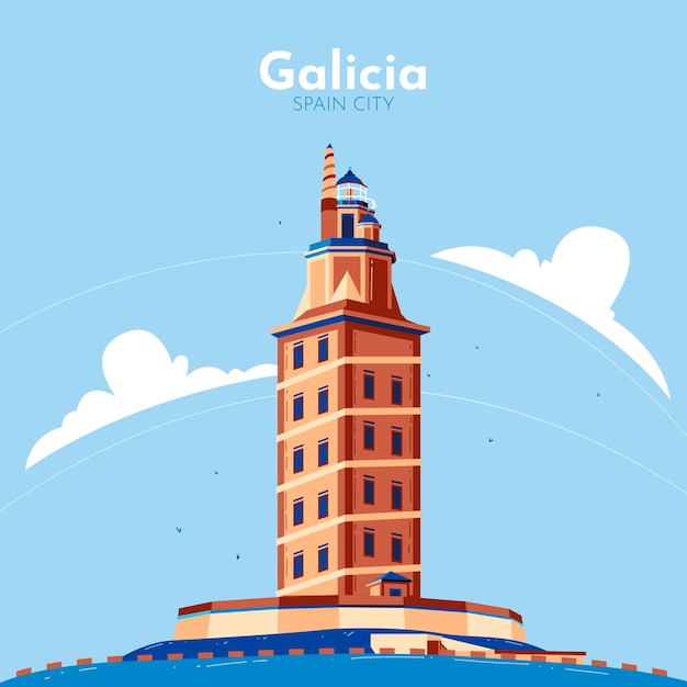 手绘西班牙旅游插画