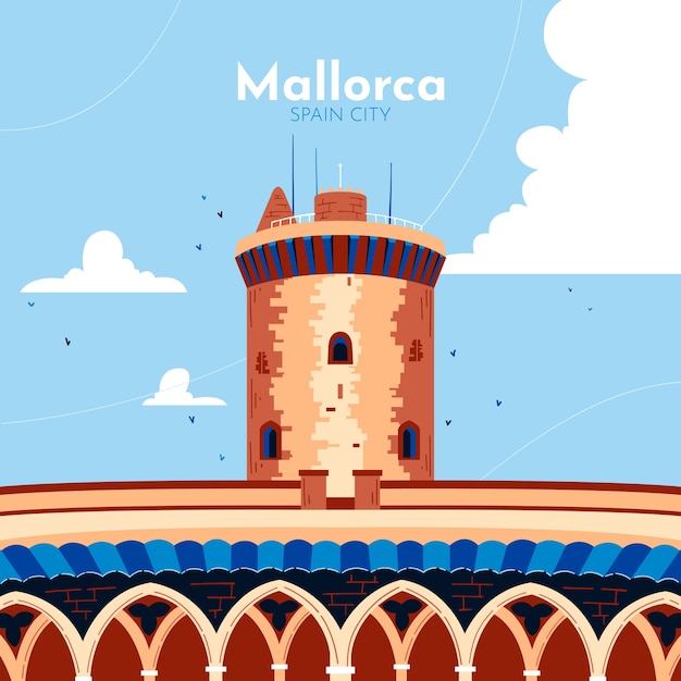 手绘西班牙旅游插画