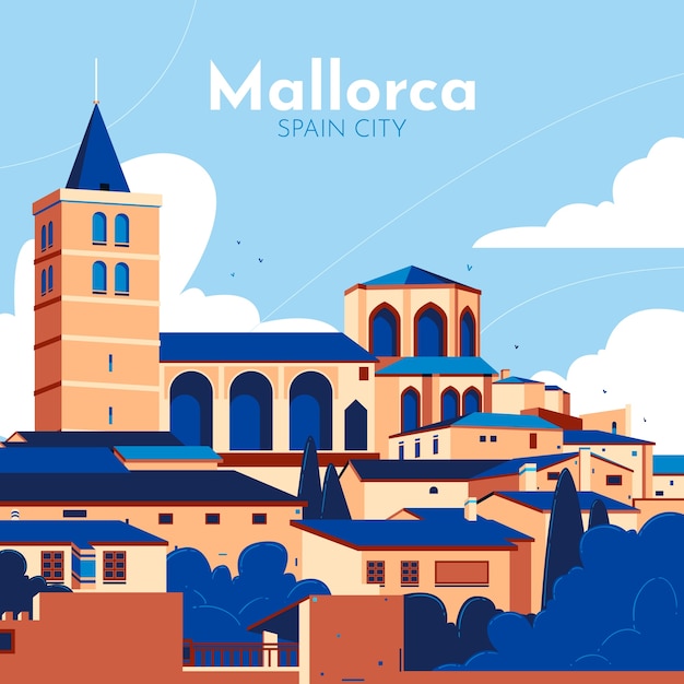 手绘西班牙旅游插画