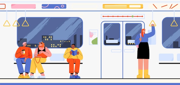 坐地铁的人插画