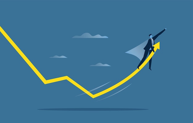 企业经营插画向上箭头投资增值