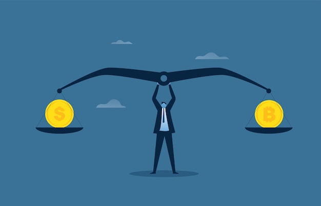 企业经营插画平衡数字资产与普通资产