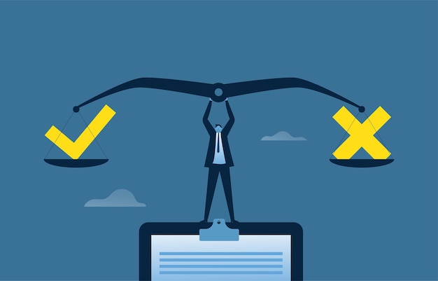 企业经营插画商人平衡对错