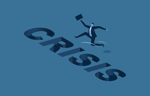 企业经营插画解决危机度过难关