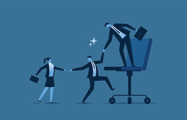 企业经营插画领导力团队进步