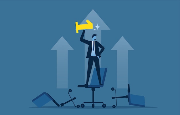 企业经营插画打败竞争对手获取第一