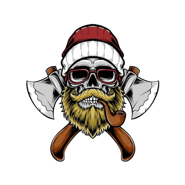 骷髅头伐木工徽章插画