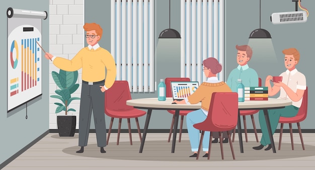 开会的人办公室会议室插画