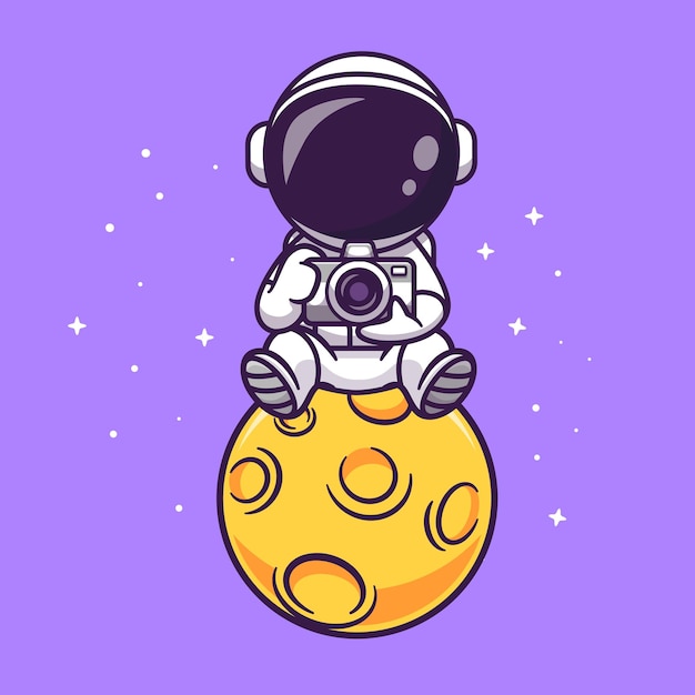 宇航员拍照月球插画