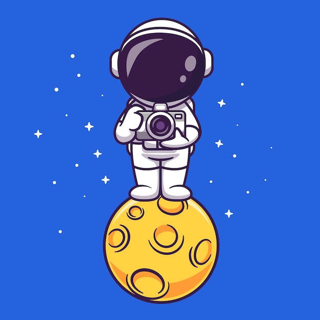 宇航员拍照月球插画