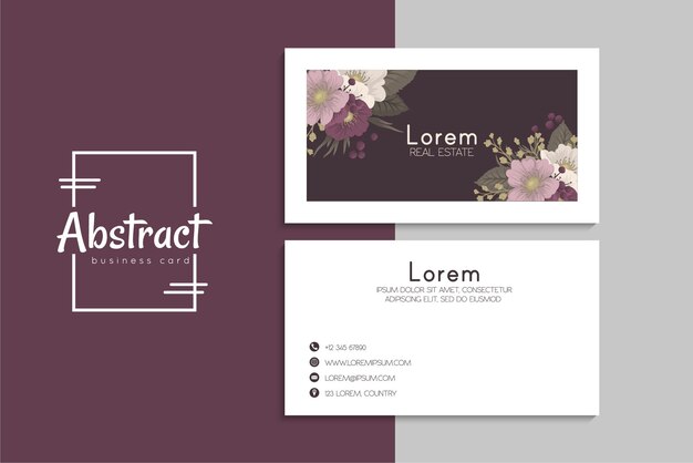 小清新简约植物花卉名片模板