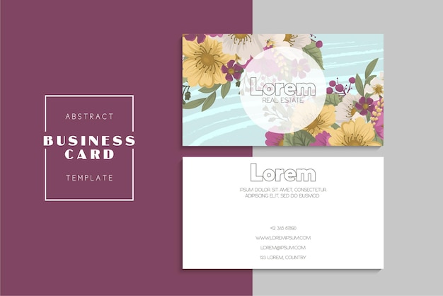 小清新简约植物花卉名片模板