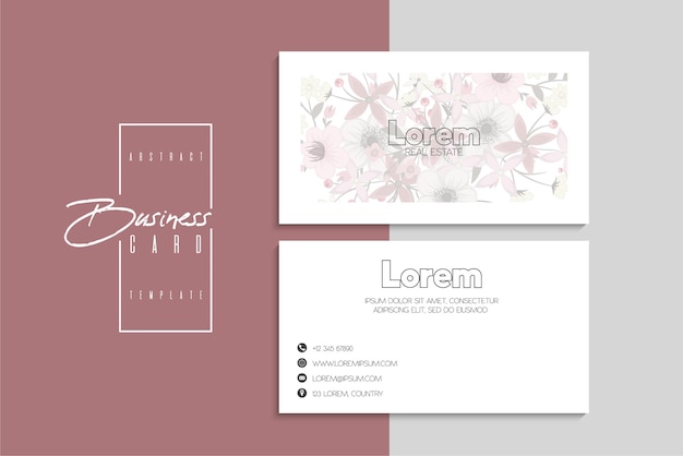 小清新简约植物花卉名片模板