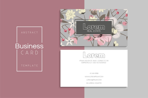 小清新简约植物花卉名片模板