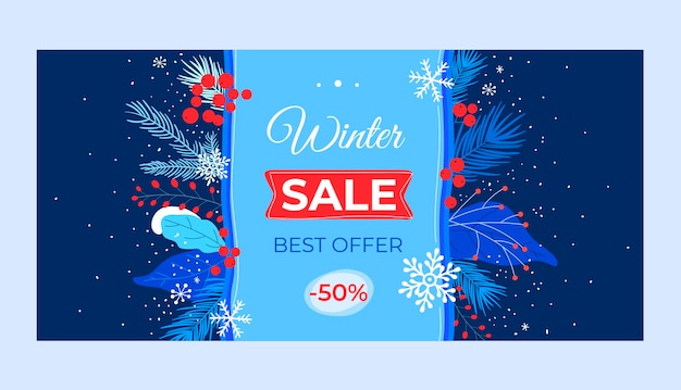 手绘冬季促销植物背景模板