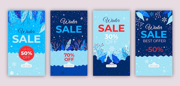 手绘冬季促销植物背景模板