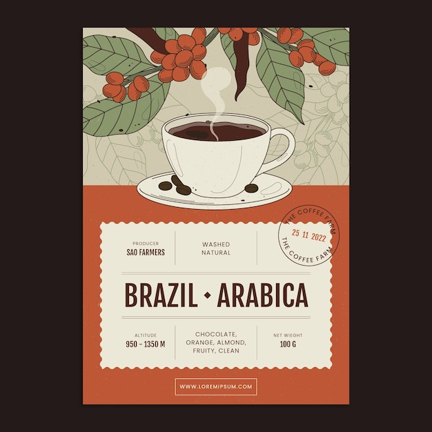 手绘咖啡包装标签模板