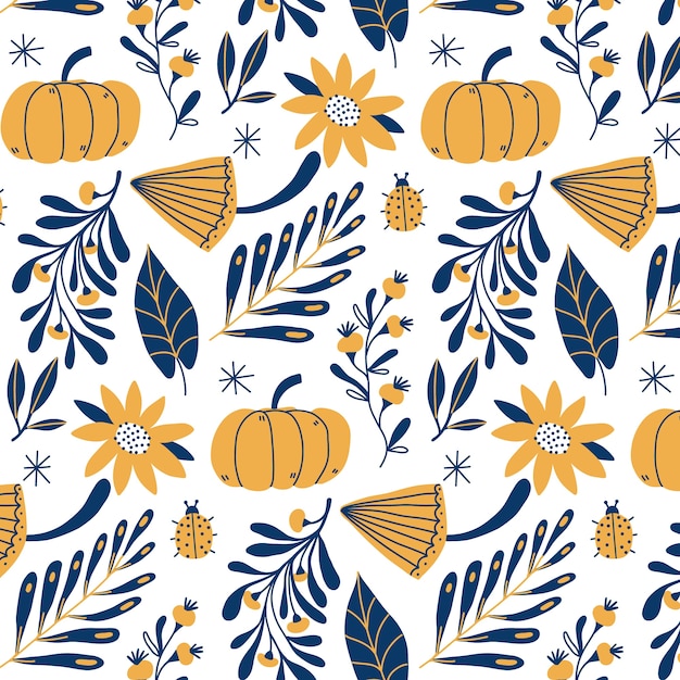 植物花卉花朵南瓜无缝壁纸纹理图案花纹
