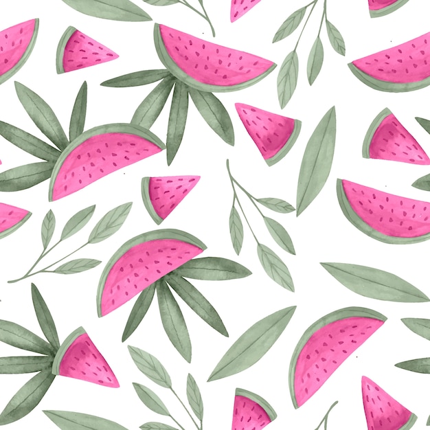 植物西瓜无缝壁纸纹理图案花纹