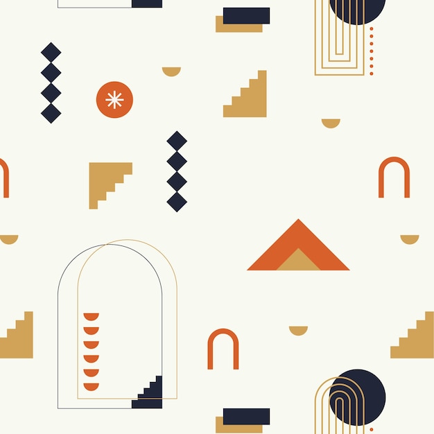 抽象波西米亚风格几何图形构成无缝壁纸纹理图案花纹