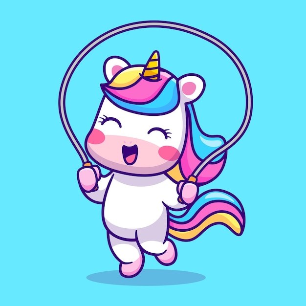 彩虹独角兽跳绳插画