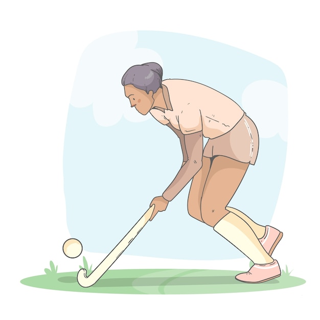 手绘曲棍球插画