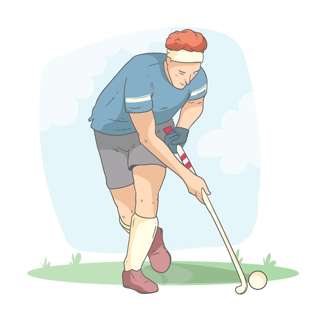 手绘曲棍球插画