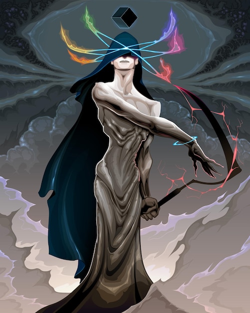 神话角色恶魔镰刀死神插画