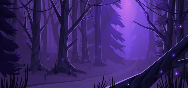夜晚森林插画