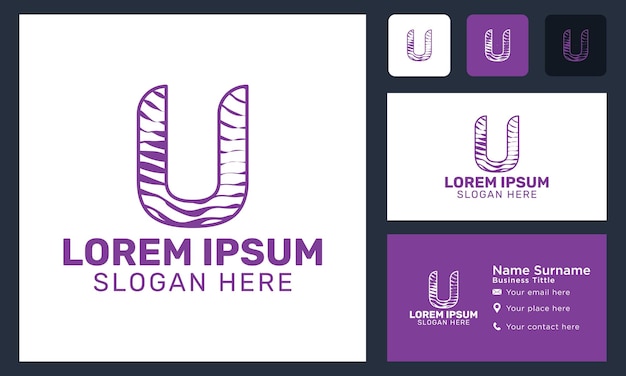 字母u动物皮革纹理标志logo