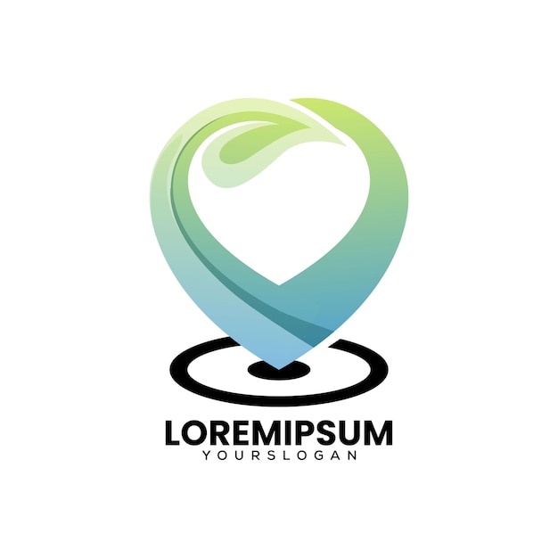 叶子渐变位置信息爱心标志logo