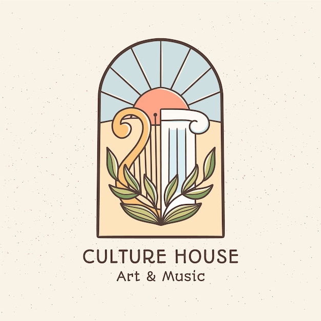 音乐罗马柱艺术文化标志logo