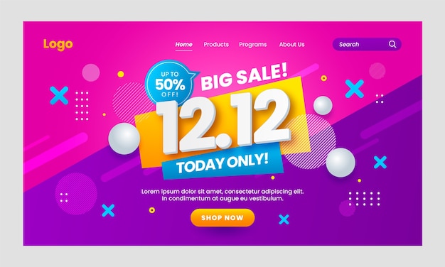 双12双十二购物街促销电商广告banner横幅模板