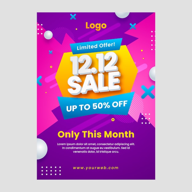 双12双十二购物街促销电商广告海报单页模板