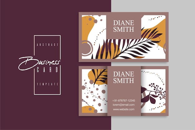 小清新简约植物花卉名片模板